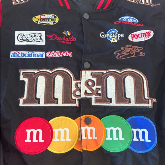 M&M'S Black Multicolor Logo Racing Varsity Jacket - Picture 3 of 9